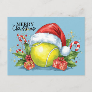 テニス メリークリスマス テニスコート上のテニスボール H シーズンポストカード