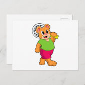 テニス ラケットを持つクマ ポストカード (正面/裏面)