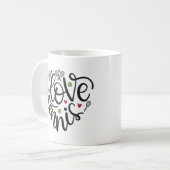 テニス ラバー 私はテニスが大好き ハート コーヒーマグカップ (正面左)