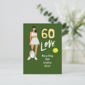 テニス　女性プレーヤーの６０歳誕生日 ポストカード (スタンド正面)