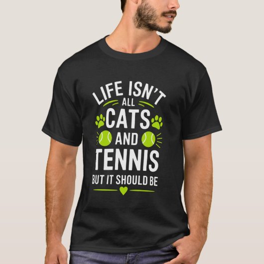 テニス 猫 面白い テニス Tシャツ (正面)