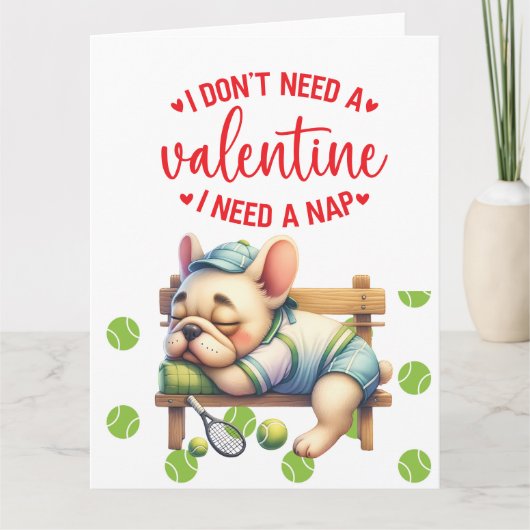 テニス 私はバレンタインデーは必要ない カード (正面)