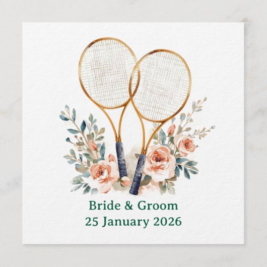 テニス 結婚式のSave the Date 招待状 (正面)