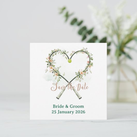 テニス 結婚式のSave the date 招待状 (スタンド正面)