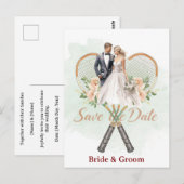 テニス 結婚式のSave the date 招待状 (正面/裏面)