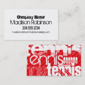 テニス；緋色の赤いストライプ 名刺 (正面/裏面)