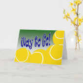 テニス-行く方法! おめでとう! 素晴らしい! カード (黄色い花)