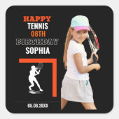 テニス 誕生日 テニス 女子 プレーヤー スクエアシール (正面)