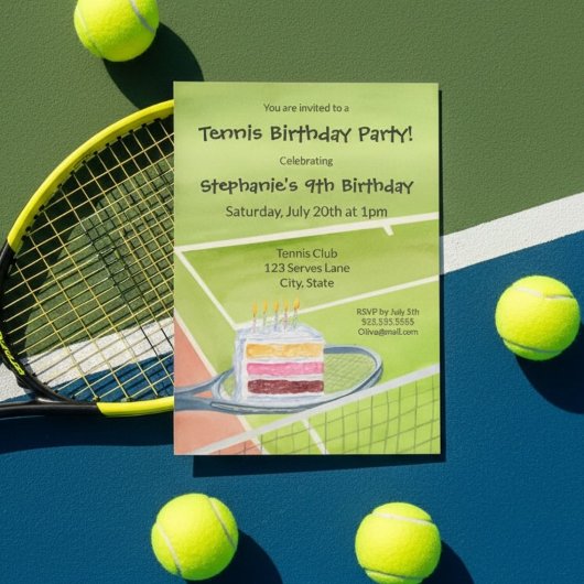 テニス 誕生日 楽しい ケーキ テニスラケットに載せて 招待状