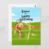 テニス 遅れた誕生日おめでとう テニスプレーヤーへ ポストカード (正面/裏面)