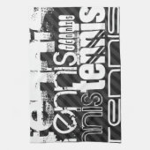 テニス;黒とダークグレーのストライプ キッチンタオル (縦)