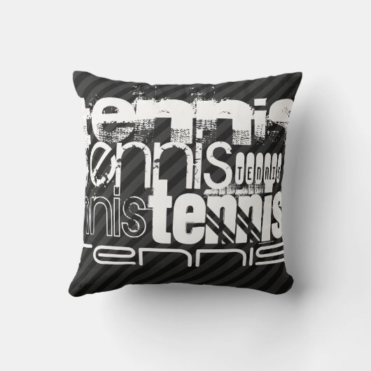 テニス;黒とダークグレーのストライプ クッション (裏面)