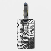 テニス；黒とダークグレーのストライプ ラゲッジタグ (裏面縦)