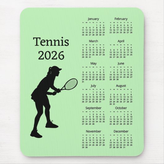 テニス 2026年 カレンダー マウスパッド (正面)