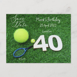 テニス 40歳誕生日 保存日付のお知らせ ポストカード