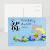 テニス 5歳の誕生日 セーブ・ザ・デートのご案内 ポストカード (正面/裏面)