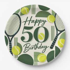 テニス 50歳の誕生日 テニスボールと数字 ペーパープレート