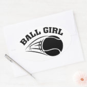 テニス – Ball Girl Stickers 楕円形シール (封筒)