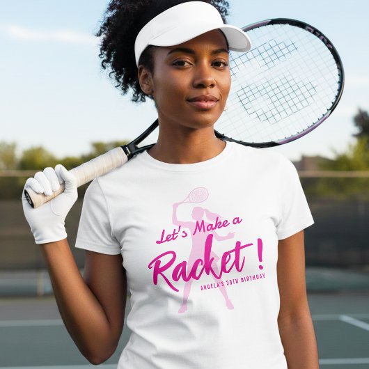 テニス Let's Make a Racket 誕生日パーティー Tシャツ