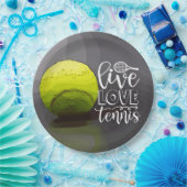 テニスLive Love Tennisボールを黒に ペーパープレート (パーティー)