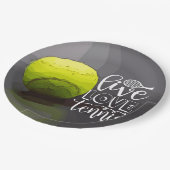 テニスLive Love Tennisボールを黒に ペーパープレート (アングル)