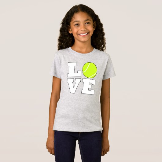 テニスLOVEかわいい女の子テニス選手またはファンスポーツ Tシャツ (正面フル)