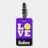 テニスLOVE名前をカスタムする&カラーテニスラケットバッグ ラゲッジタグ (正面縦)
