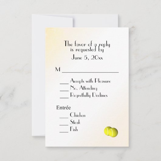 テニスRSVPとメニュー選択 出欠カード (正面)