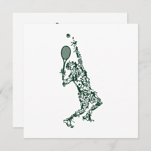 テニスTシャツ – プレーヤーの位置ボールラケット サンキューカード (正面/裏面)