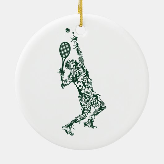 テニスTシャツ – プレーヤーの位置ボールラケット セラミックオーナメント (裏面)