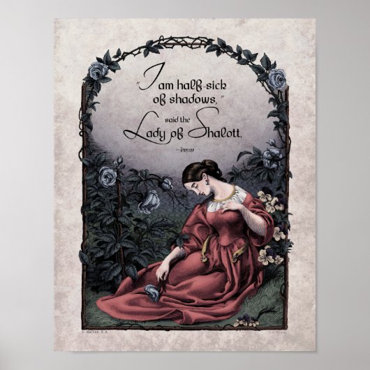 テニソン「シャロットのレディ」ビクトリアンアート11x14 ポスター (正面)