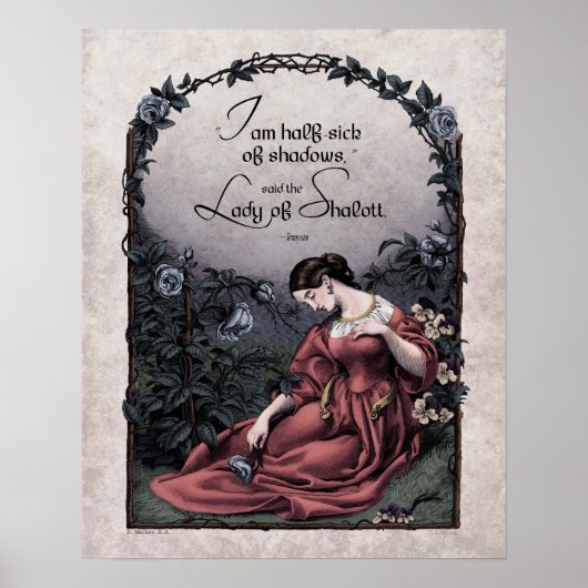 テニソン「シャロットのレディ」ビクトリアンアート16x20 ポスター (正面)