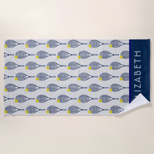 テニパーソナライズされたス名またはモノグラム ビーチタオル (正面)