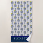 テニパーソナライズされたス名またはモノグラム ビーチタオル (正面)