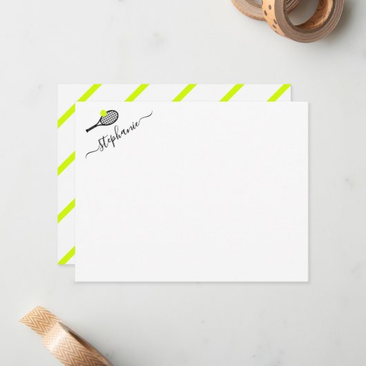 テニ名門私立校風のスストライプパーソナライズされたのノートカード ノートカード (正面/裏面インサイチュ)