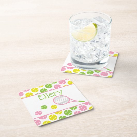 テニ名門私立校風のスパーソナライズされた紙コースター スクエアペーパーコースター (インサイチュ)