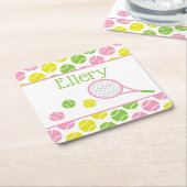 テニ名門私立校風のスパーソナライズされた紙コースター スクエアペーパーコースター (アングル)