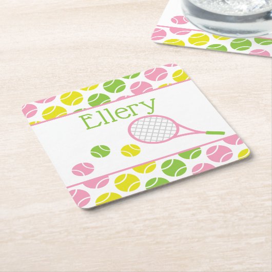 テニ名門私立校風のスパーソナライズされた紙コースター スクエアペーパーコースター (アングル)