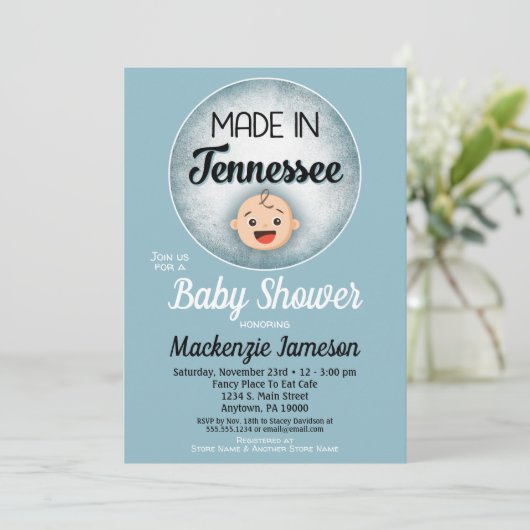 テネシーおもしろいベイビーシャワーブルーボーイズ招待状 招待状 (スタンド正面)