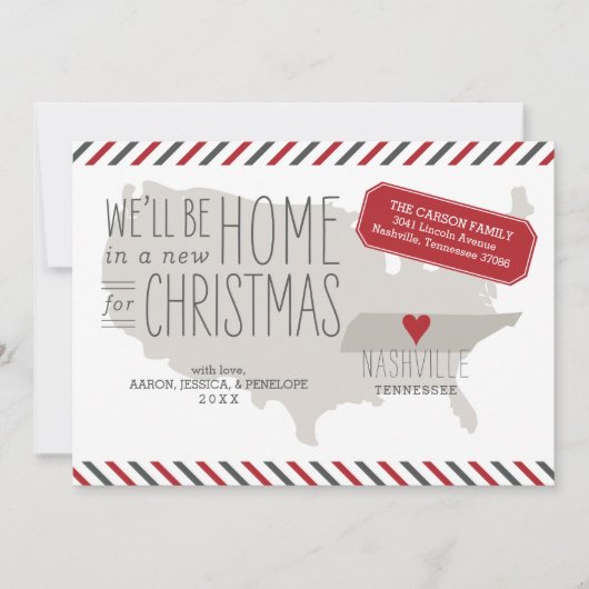 テネシーのクリスマスの引越し発表ホリデー シーズンカード (正面)