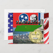 テネシーの地図、国旗、州の印章と写真 ポストカード (正面/裏面)