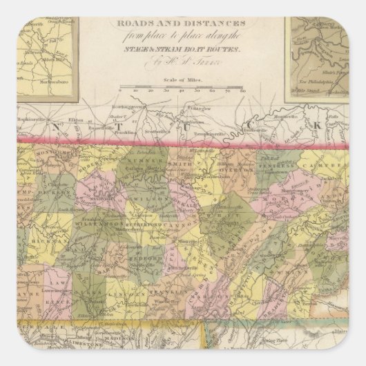 テネシーの新しい地図 スクエアシール (正面)