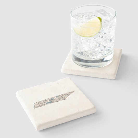 テネシーアンティーク写真マップヴィンテージ州グラフ ストーンコースター (横)