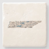 テネシーアンティーク写真マップヴィンテージ州グラフ ストーンコースター (正面)