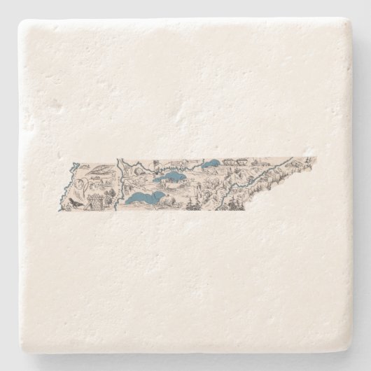 テネシーアンティーク写真マップヴィンテージ州グラフ ストーンコースター (正面)