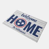 テネシーウェルカムホーム赤白青ウッドTNフラグ ドアマット (アングル)