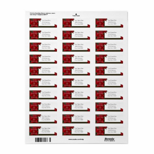 テネシークリスマスポインセチア差出人住所 ラベル (フルシート)