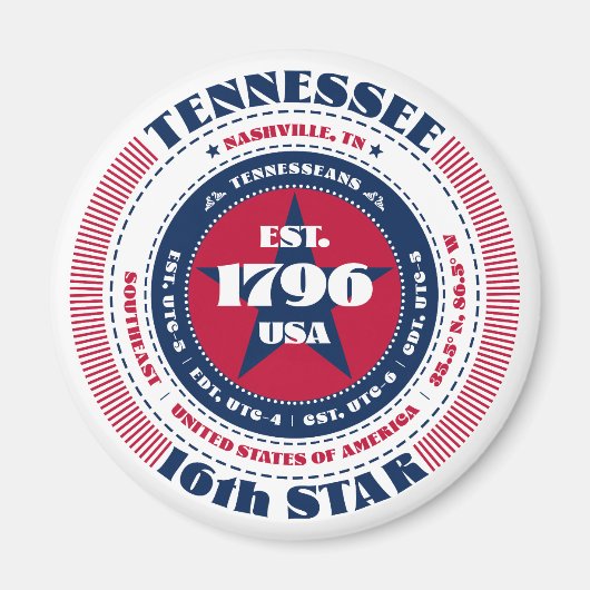 テネシーサークルタイポグラフィ土産マグネット マグネット (正面)
