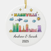 テネシーパーソナライズされた州スカイラインナッシュビルオーナメント セラミックオーナメント (正面)