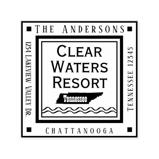 テネシーマップレイクハウス差出人住所スクエア セルフインキングスタンプ (デザイン)